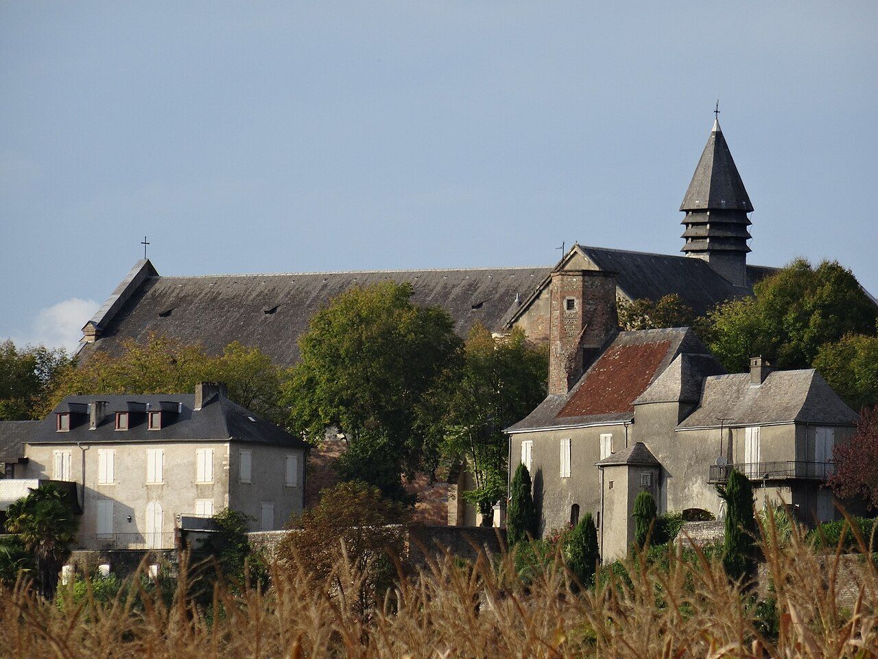 La cathédrale Notre-Dame de Lescar dominant les maisons de la ville haute